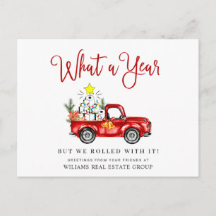 Grappig wat een jaar kerstbedrijf briefkaart