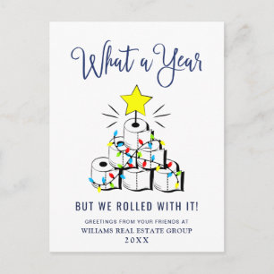 Grappig wat een jaar kerstbedrijf briefkaart