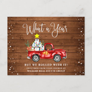 Grappig wat een jaar kerstbedrijf briefkaart