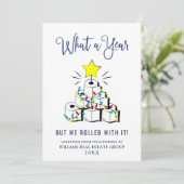 Grappig wat een jaar kerstbedrijf feestdagenkaart (Staand voorkant)