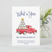 Grappig Wat een Jaar Kerstmis Zakelijk Feestdagenkaart (Staand voorkant)