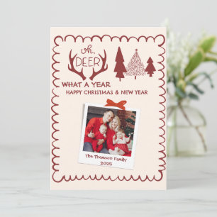Grappig wat een jaar Multi Photo Christmas Red Feestdagenkaart