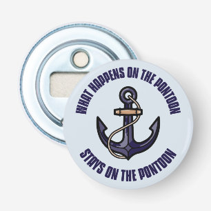 Grappig wat er gebeurt op de ponton vakantie reis button flesopener