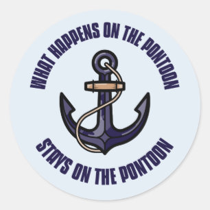 Grappig wat er gebeurt op de ponton vakantie reis ronde sticker