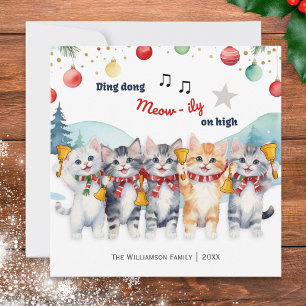Grappig Waterverf Katten Koor Kerstmis Feestdagenkaart