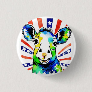 Grappig waterverf kleurrijk schaap ronde button 3,2 cm