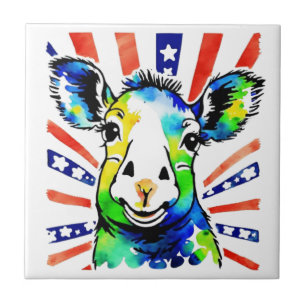 Grappig waterverf kleurrijk schaap tegeltje