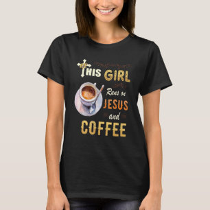 Grappig Waterverf meisje loopt op Jezus en koffie T-shirt