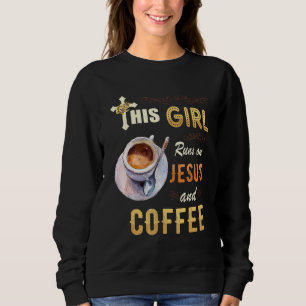 Grappig Waterverf meisje loopt op Jezus en koffie Trui