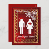 Grappig wc-bord kerstman feestdagenkaart (Voorkant / Achterkant)