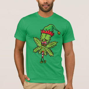 Grappig Weed Christmas Elf T-shirt