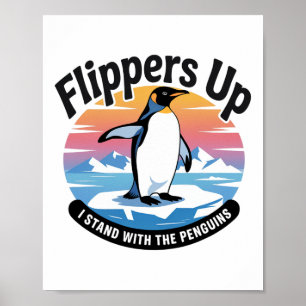 Grappig weerstaan pinguïns protesteren tegen tarie poster