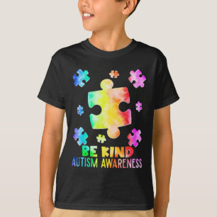 Grappig Wees Aardig Puzzelstukken Tie Dye Autisme T-shirt