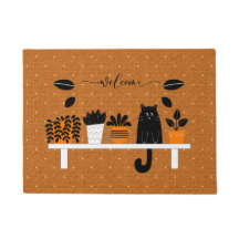 Grappig welkom boekenplank verbergen zwarte kat hu