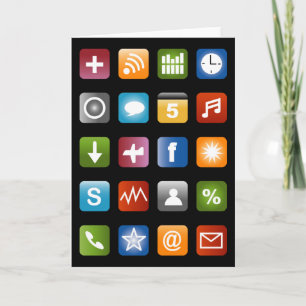 Grappig wenskaart met social media app iconen kaart