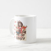 Grappig werken vanuit huis met katten - Crazy Cat Koffiemok (Voorkant links)