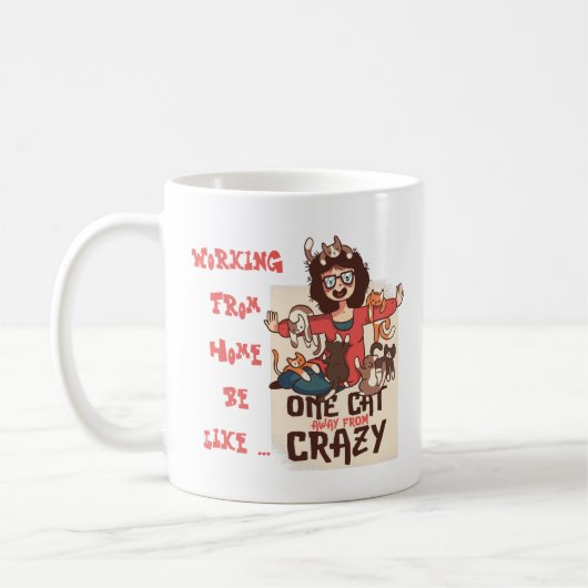 Grappig werken vanuit huis met katten - Crazy Cat Koffiemok (Links)