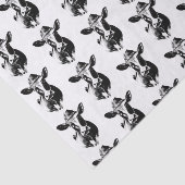 Grappig Western Koe zwart-wit design Tissuepapier (Detail)