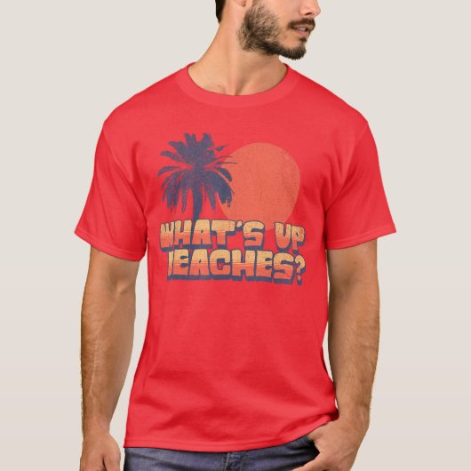 Grappig Whats Up Stranden Retro Sunset Palm Tree S T-shirt (Voorkant)