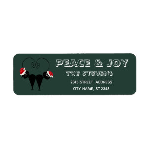 Grappig whimsy zwarte kerstman kattenpaar etiket