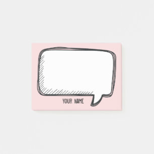 Grappig White Talk Bubble op roze gepersonaliseerd Post-it® Notes