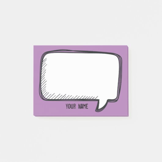 Grappig White Talk Bubble paars Personated Name Post-it® Notes (Voorkant)