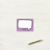 Grappig White Talk Bubble paars Personated Name Post-it® Notes (Op bureau)