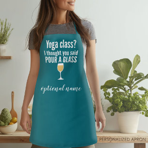 Grappig wijncitaat - Yoga Class - Pour a Glass Schort