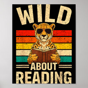 Grappig wild over het lezen van retro cheetaar boe poster