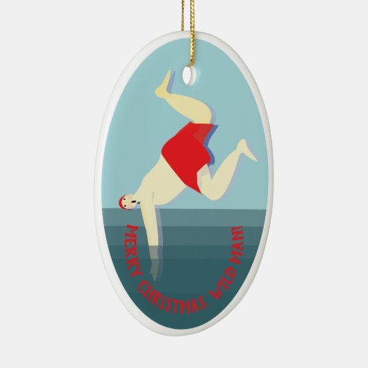 Grappig, wild zwemmend man Kerst Keramisch Ornament (Rechts)