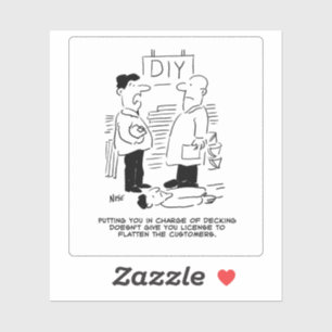 Grappig winkelbedrijf Cartoon. Sticker