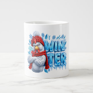Grappig Winter Kip Sweatshirt - Chagrijnige Haan w Extra Grote Beker