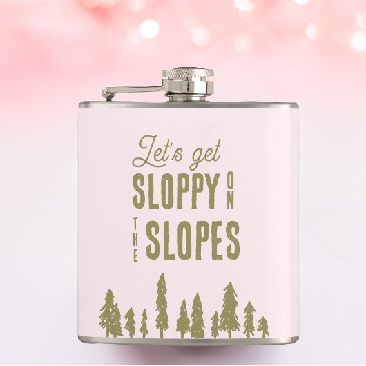 Grappig winter-ski-bachelorettefeest heupfles