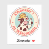 Grappig Wisconsin Koe Kaas Pet Retro Sticker (Vel)
