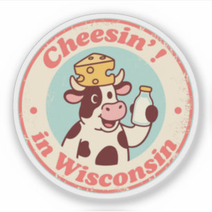 Grappig  Wisconsin Koe Kaas Pet Retro Sticker