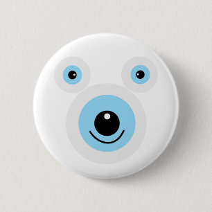 Grappig wit beer gezicht ronde button 5,7 cm