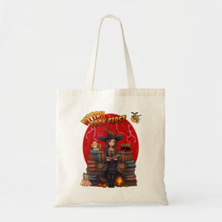  grappig "Witch Book First" Halloween tas. Tote Bag