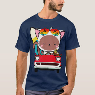 Grappig witte kat die een auto bestuurt t-shirt
