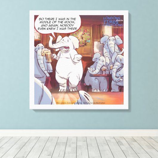 Grappig witte olifant in Room Canvas print (Insitu (Houten vloer))