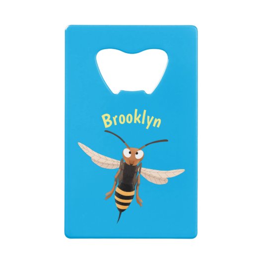 Grappig woedende wesp cartoon illustratie kredietkaart flessenopener (Voorkant)