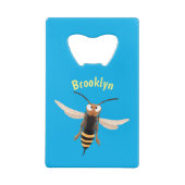 Grappig woedende wesp cartoon illustratie kredietkaart flessenopener (Achterkant)