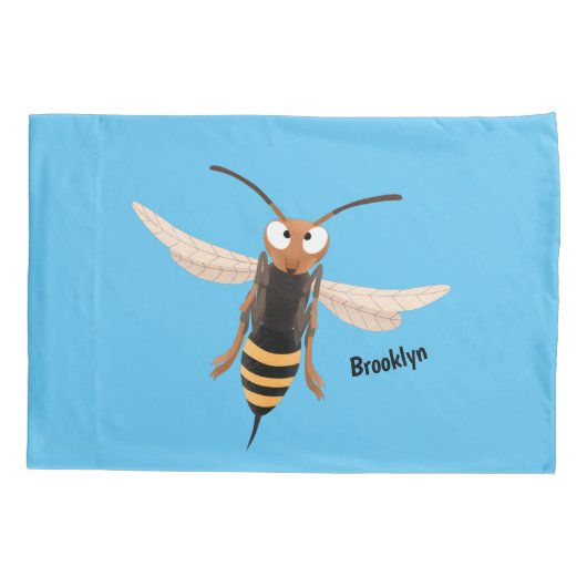 Grappig woedende wesp cartoon illustratie kussensloop (Achterkant)