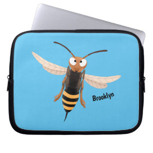 Grappig woedende wesp cartoon illustratie laptop sleeve