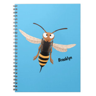 Grappig woedende wesp cartoon illustratie notitieboek