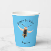 Grappig woedende wesp cartoon illustratie papieren bekers (Achterkant)
