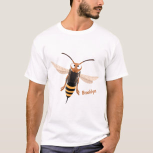 Grappig woedende wesp cartoon illustratie t-shirt