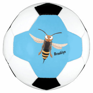 Grappig woedende wesp cartoon illustratie voetbal