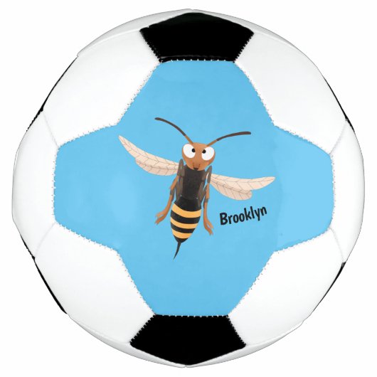 Grappig woedende wesp cartoon illustratie voetbal (Voorkant)