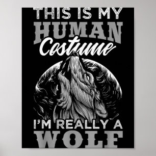 Grappig wolf ontwerp mens kostuum ik ben een wolf poster