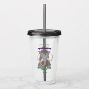 Grappig wollig mammoth cartoon illustratie acryl drinkbeker